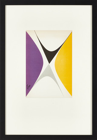 MAX BILL, (Schweiz, 1908-1994), efter, Komposition, 1956, signerad i plåten, färgtryck. på auktion hos Crafoord Auktioner Stockholm