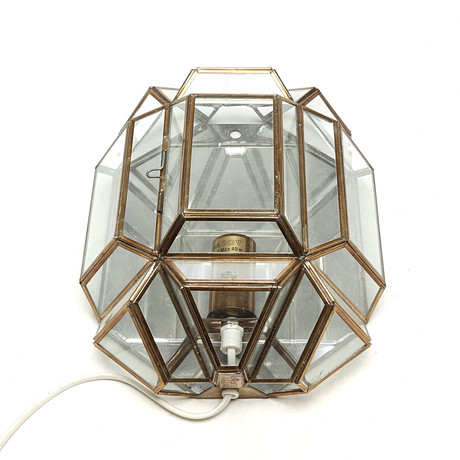 VÄGGLAMPA, glas/metall.