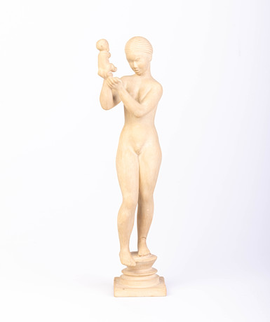 KAI NIELSEN. KAI NIELSEN (DANSK, 1882-1924), VENUS MED ÄPPLET, TERRACOTTASKULPTUR.