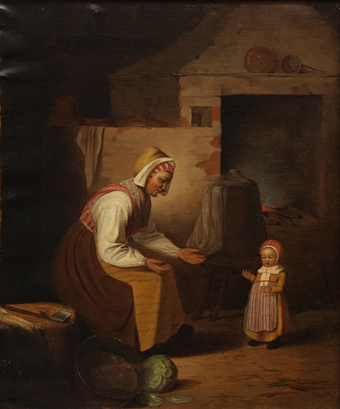 OIDENTIFIERAD KONSTNÄR. OLJA, på duk, otydligt signerad, 1800-tal. på auktion hos Kalmar Auktionsverk