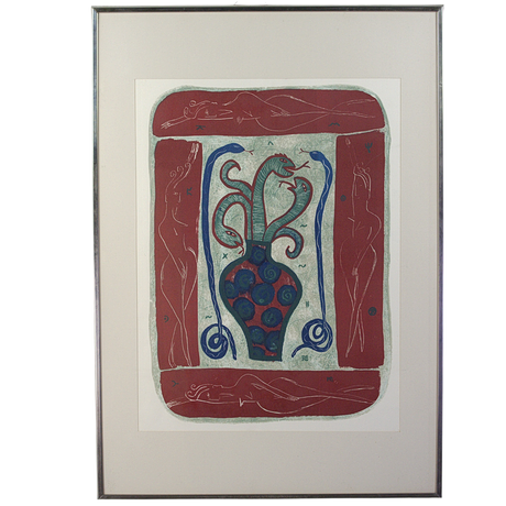 CATHARINA B LILJEGREN. Litografi, komposition, 1990-tal. på auktion hos Höganäs Auktionsverk