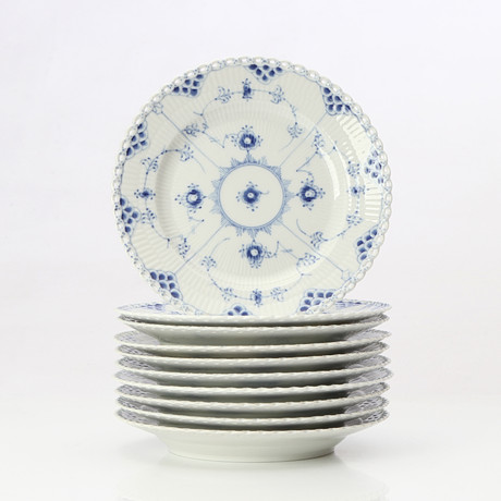 MUSSELMALET, MATTALLRIKAR, 10 ST. Porslin. Royal Copenhagen, Danmark.