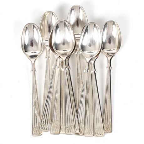 KAFFESKEDAR 12 st, silver Th. Marthinsen Norge. Vikt 89 gram.