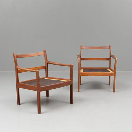 FÅTÖLJER, 1 par, teak, 1950/60-tal.