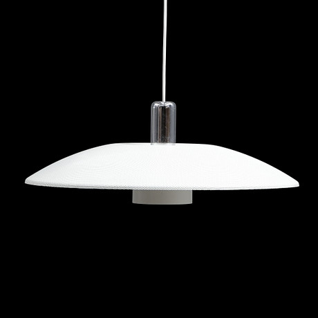 BÖRGE LINDAU OCH BO LINDECRANTZ. TAKLAMPA "ZERO" VITLACKERAD PERFORERAD SKÄRM (50cm).