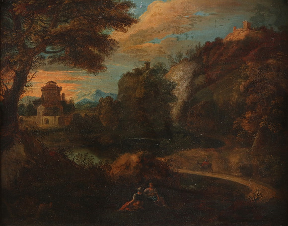 CARL JOHAN FAHLCRANTZ (1774-1861). TILLSKRIVEN. Oljemålning på dubblerad duk. Bär otydlig signatur. Vilande kv på auktion hos Skånes Auktionsverk