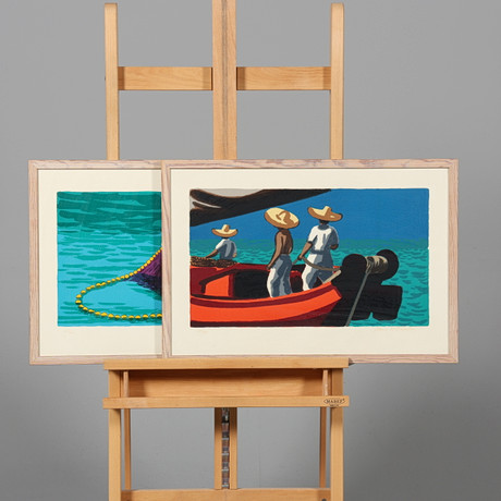 ÅKE HOLM. Lithographs, numbered, 9 pieces, signed Å Holm. Art