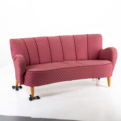 SOFFA, svängd form, Swedish Modern, 1940-tal. på auktion hos Handelslagret Auktionsservice