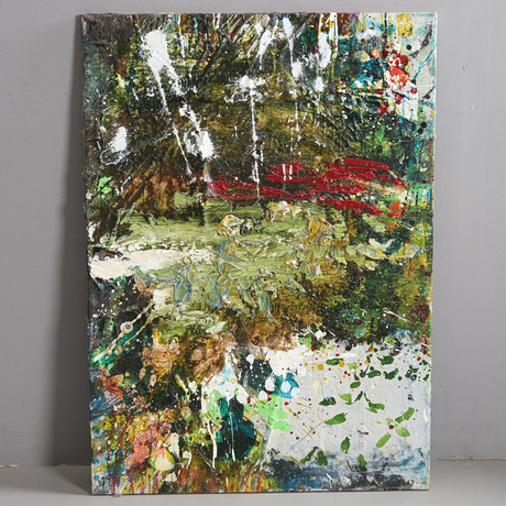 JAMES BATES. TEMPERA & OLJA PÅ TRÄPANEL, "The Woods Secret" signerad & daterad 2021. på auktion hos Örebro Stadsauktioner