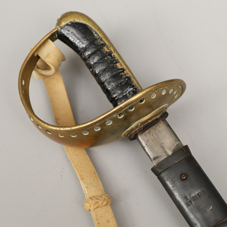 SABEL, svensk, m/1893, för manskap vid kavalleriet, klinga märkt G. E. Svalling Rosenfors. på auktion hos Crafoord Auktioner Malmö