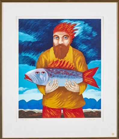 JÜRI ARRAK. "Kalakandja" färgserigrafi. på auktion hos Stockholms Auktionsverk Magasin 5