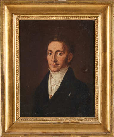 OIDENTIFIERAD KONSTNÄR. Mansporträtt, 1800-talets första hälft, olja på duk. på auktion hos Stockholms Auktionsverk Magasin 5