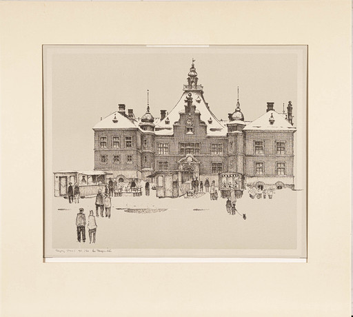 ÅKE PETTERSSON-NÅW. Litografi "Torgdag, Umeå", Numrerad: HC 1/30, Signerad. på auktion hos Norrlands Auktionsverk