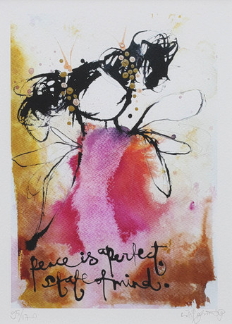 LISA RINNEVOU. färglitografi, "Peace is a perfect state of mind", numrerad 95/170, signerad. på auktion hos Auktionsmagasinet Vänersborg
