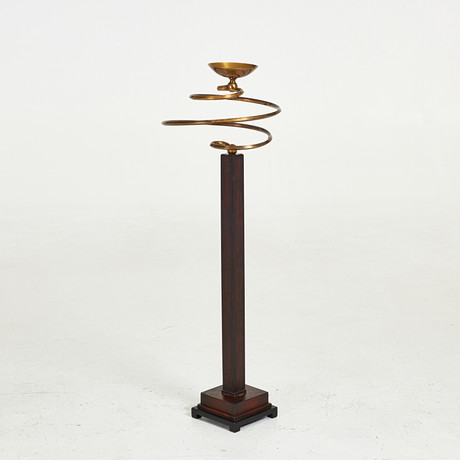 GOLVLJUSSTAKE, "Tall Spiral Candlestick", The Kinder Collection, betsad trä samt mässing, märkt.