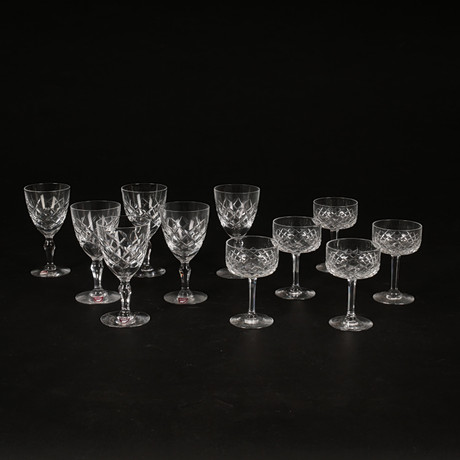 GLAS, 6+5 st, rutslipat kristallglas, Orrefors. på auktion hos Auktionsfirma Kenneth Svensson i Kalmar