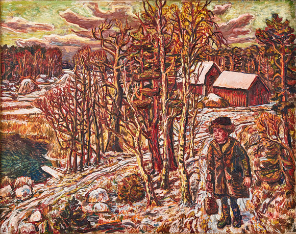 OLLE NORDBERG (1905-1986). Vårvinter, olja på duk. på auktion hos Stockholms Auktionsverk Magasin 5