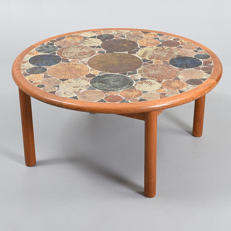 TUE POULSEN. Coffee table with ceramic tiles, wenge wood, signed