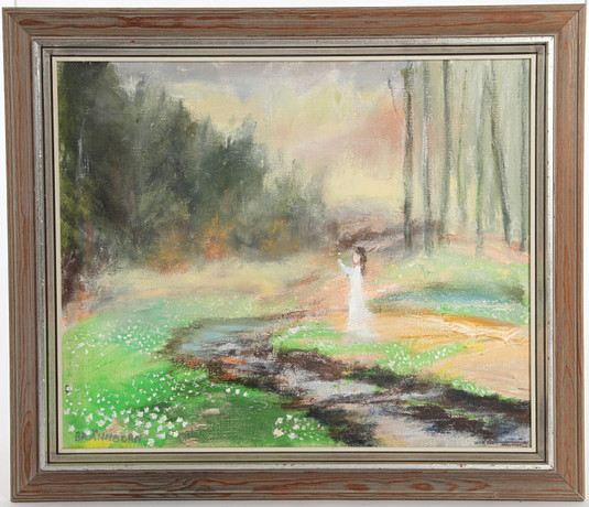 RUNE BRÄNNBORN. 1928-2023. Olja på duk, "Dröm i mars", signerad. på auktion hos Auktionsverket Engelholm