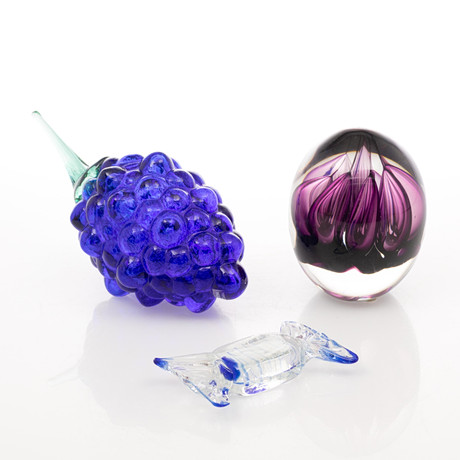 PARTI KONSTGLAS, 3 st, Kosta boda, Studio Åhus. på auktion hos Garpenhus Auktioner