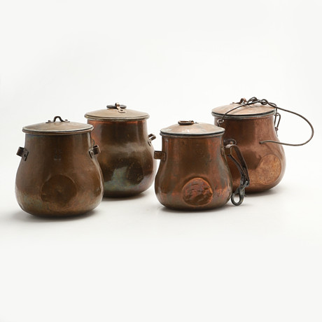 KOKKÄRL, "Bulkruka", 4 st, 1800-tal. på auktion hos Crafoord Auktioner Malmö