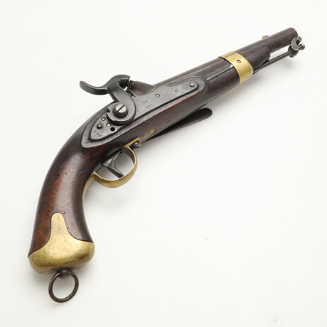 SLAGLÅSPISTOL, svensk, modell m/1854 för flottan, Husqvarna faktori 1855. på auktion hos Crafoord Auktioner Malmö