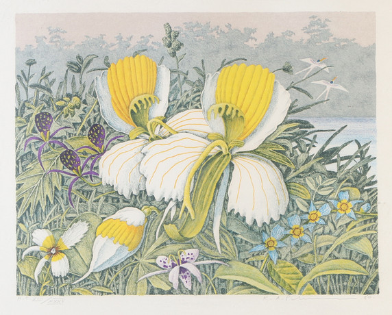 KARL AXEL PEHRSON. Litografi, HC XIII/XXXV. Komposition med blomma. Signerad.