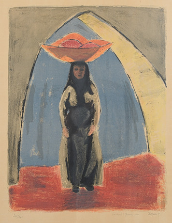 BO YSON SJÖBERG. Orientalisk kvinna, färglitografi, signerad, numrerad 201/260. på auktion hos Formstad Auktioner
