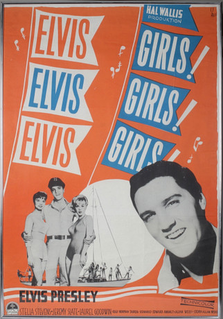 ELVIS PRESLEY. Filmaffisch, "Girls! Girls! Girls!", litografiskt tryck, 1960-tal. på auktion hos Stadsauktion Sundsvall