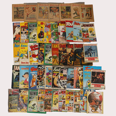 SERIETIDNINGAR/SERIEALBUM, diverse serier såsom Fantomen, Agent X9, Kronblom, Knasen, Stjärnornas Krig mm. på auktion hos Limhamns Auktionsbyrå
