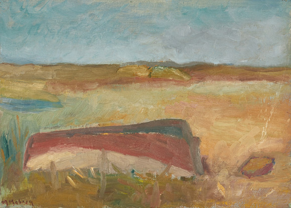 MAURICE MOBERG (Sverige, 1923-2014): Båt på land, signerad, olja på duk.