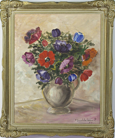 CARIN BRANDEL ENGQVIST. Olja på duk, blomsterstilleben, signerad. på auktion hos Höganäs Auktionsverk