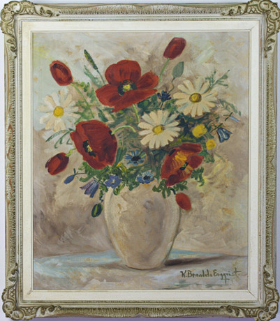 CARIN BRANDEL ENGQVIST. Olja på duk, blomsterstilleben, signerad. på auktion hos Höganäs Auktionsverk