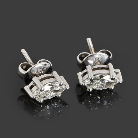 ÖRHÄNGEN, ett par, 18k vitguld, maraquise diamanter totalt 1.02ct, skruvbackstycken, Wallin jewels, certifikat på auktion hos Crafoord Auktioner Stockholm