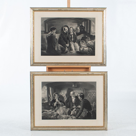 GRAVYRER, 2 st, "The Departure" och "The Return", efter Abraham Solomon. på auktion hos Laholms Auktionskammare