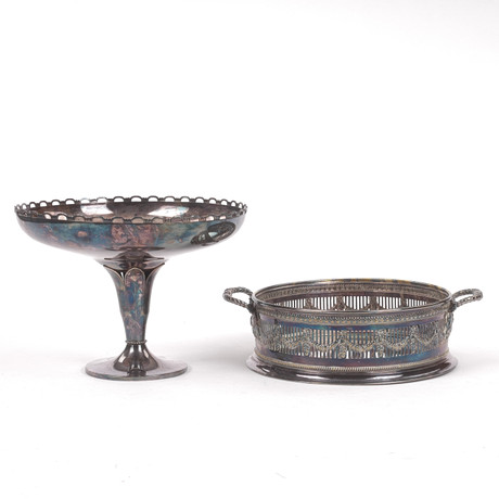 SKÅLAR 2 st, nysilver, 1900-talets första del. på auktion hos Auktionsfirma Kenneth Svensson i Kalmar
