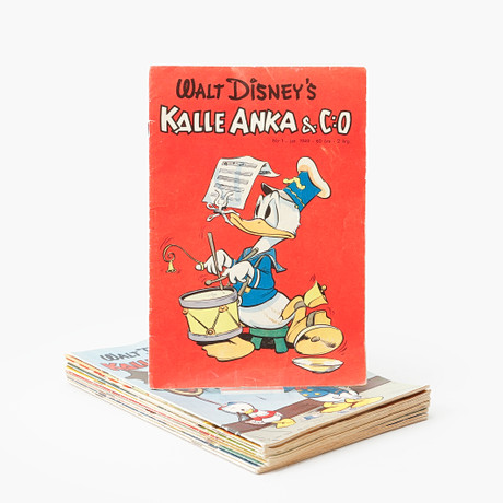SERIETIDNINGAR, 12 st, Kalle Anka & Co. Nummer 1-12 1949. på auktion hos Göteborgs Auktionsverk
