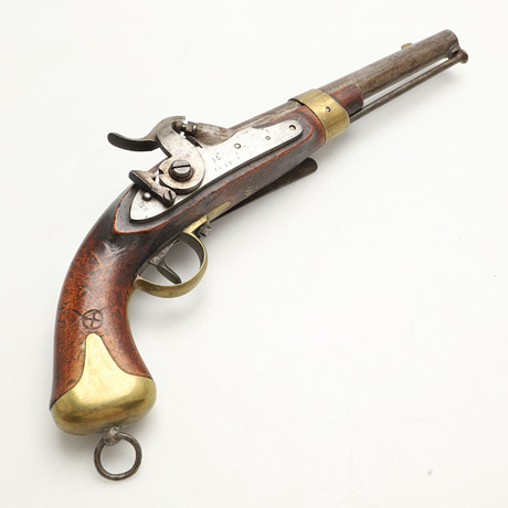 SLAGLÅSPISTOL, svensk, modell m/1845 för flottan, Husqvarna faktori 1847. på auktion hos Crafoord Auktioner Malmö