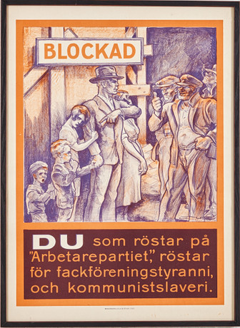 GUNNAR WIDHOLM. Samt okänd konstnär, "Kosackvalet" 1928, hela sviten, 6 litografiska affischer, Bengtssons lit på auktion hos Stockholms Auktionsverk Magasin 5