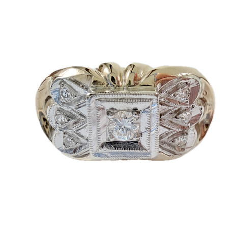 Diamantring. ca 1940-tal. 14k Guld. på auktion hos Auktionshuset STO Bohuslän