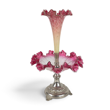 BORDSUPPSATS, glas & metall, 1900-tal. på auktion hos Roslagens Auktionsverk