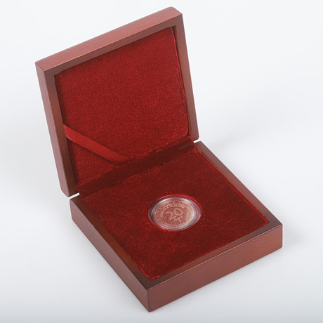 JUBILEUMSMYNT, "Unified Trading System, 20 år", 14 K guld, Sankt petersburg, Ryssland, 2014. på auktion hos Helsingborgs Auktionskammare