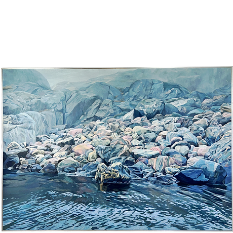 JAN FALKMAN. Olja på duk, stor duk, "Dimman lättar", signerad, 1974. på auktion hos Höganäs Auktionsverk