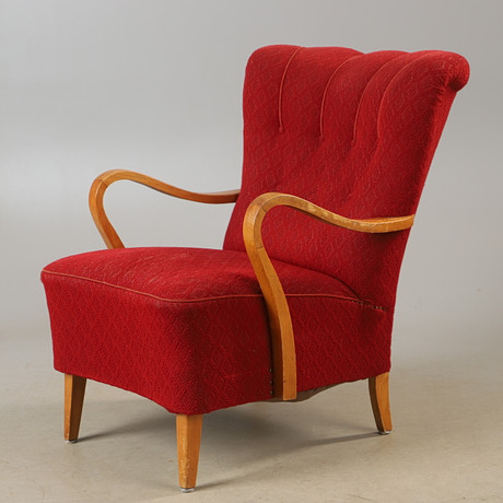 FÅTÖLJ, alm, Swedish modern, 1930/40-tal. på auktion hos Helsingborgs Auktionskammare