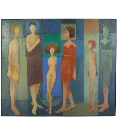KRZYSZTOF ZIELIŃSKI. Olja på duk, figurkomposition, signerad, -97. på auktion hos Höganäs Auktionsverk