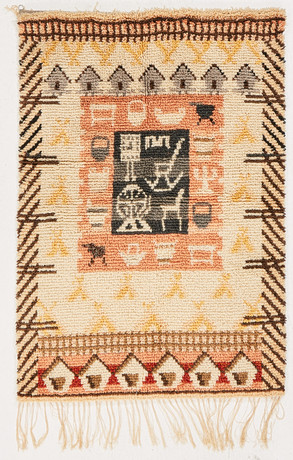 VÄGGBONAD, rya, troligen Finland, polykrom dekor, 1900-talets mitt. på auktion hos Stockholms Auktionsverk Magasin 5