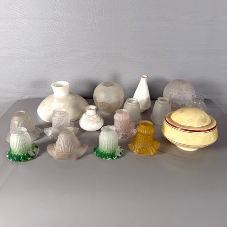 LAMPENSCHIRME, 6 Stk., Glas, Jugendstil, frühes 20. Jahrhundert. Beleuchtung & Lampen - Sonstige Beleuchtung