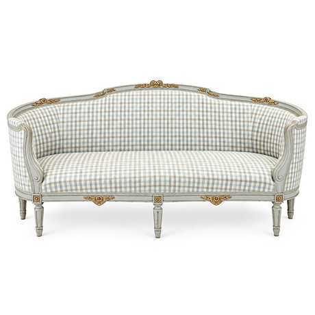 SOFFA, baljmodell, gustaviansk-stil, 18/1900-tal. på auktion hos Hälsinglands Auktionsverk