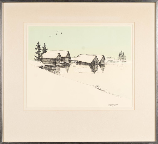 ÅKE PETTERSSON-NÅW. Färglitografi, "Barsviken" signerad, numrerad 1/225. på auktion hos Norrlands Auktionsverk