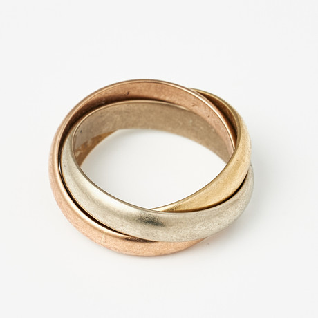 CARTIER, "Trinity", ring, 18 k trefärgat guld, trois couleurs, 1980-tal. på auktion hos Stockholms Auktionsverk Magasin 5